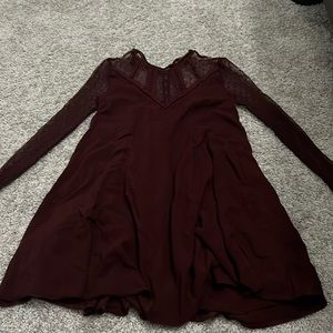 Urban Outfitters Kimchi Blue Red Lace Long Sleeve Dress